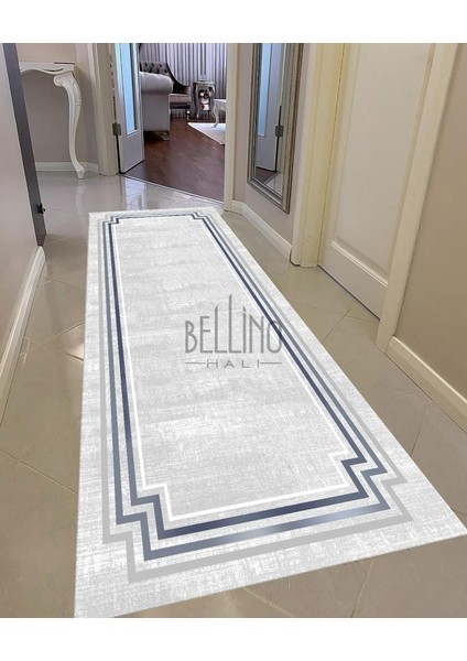 Yıkanabilir Halı Kaymaz Taban Bambu Halı Pamuk Dokuma Kilim Mavi Geçişli Çerçeve Desenli Salon Halısı Mutfak Halısı ve Yolluk fırsatları