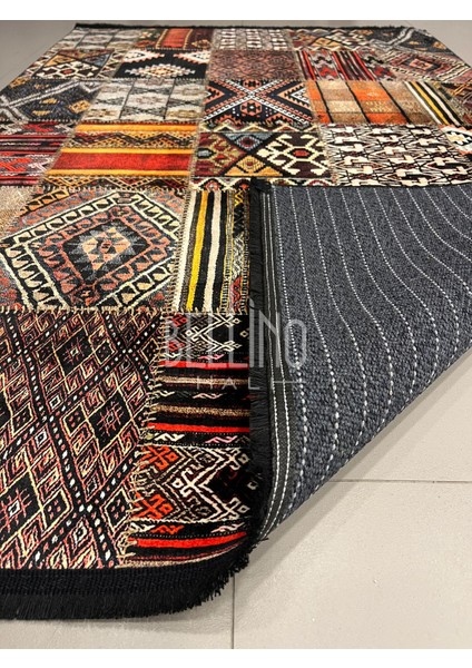 Yıkanabilir Halı Kaymaz Taban Bambu Halı Etnik Renkli Patchwork Desenli Salon Halısı Mutfak Halısı ve Yolluk fırsatları