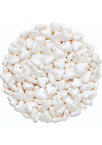 Mini Beyaz Kalp Sprinkles Şeker 70 gr