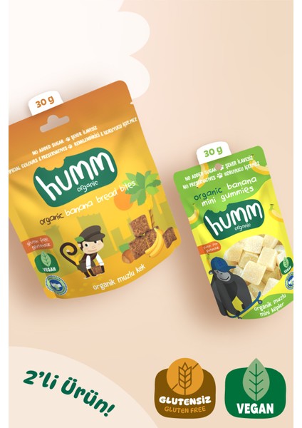 - Organik Glutensiz Vegan Muzlu Atıştırmalık Paketi - 2 Adet (2 Çeşit)