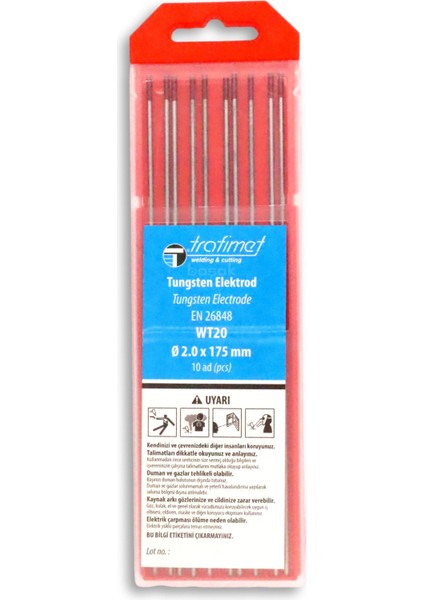 2,0 mm Wt-20 Kırmızı Tungsten Elektrot 175 mm Trafimet 1 adet fiyatıdır fiyatları
