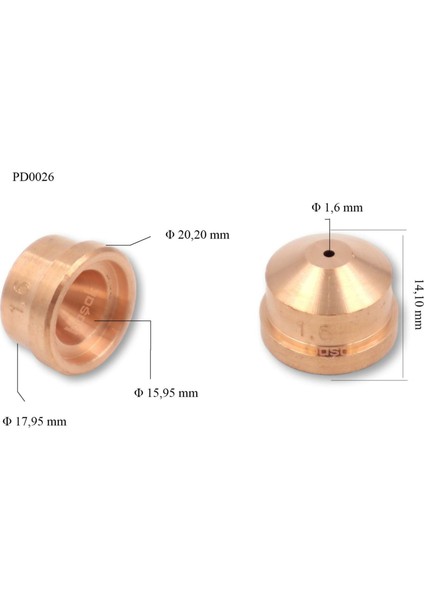Cb 100 - Cb 150 1,6mm Plazma Kesim Memesi PD0026-16 1 adet fiyatıdır