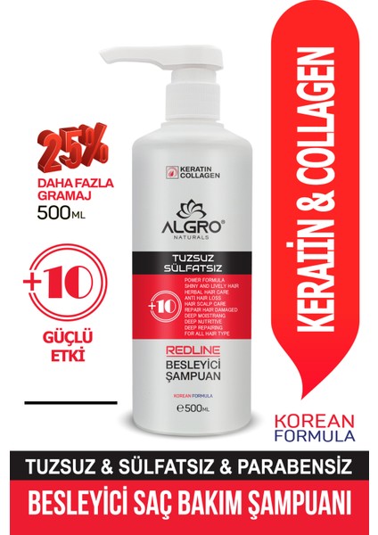 Redline Keratin & Collagen Saç Bakım Şampuanı Tuzsuz Sülfatsız Şampuan