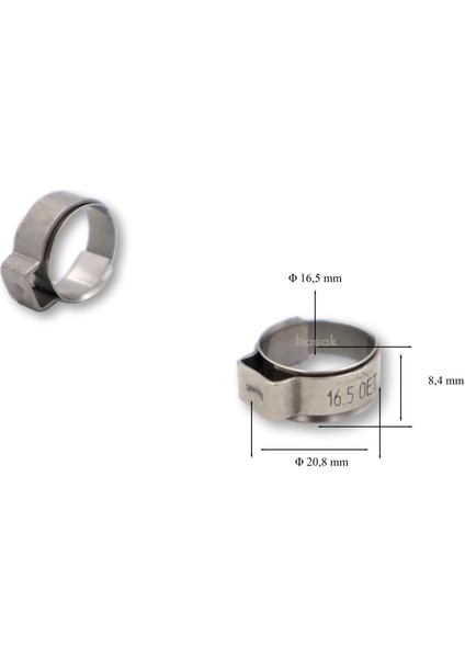 16,5 mm Paslanmaz Kulaklı Argon Kelepçesi fiyatları