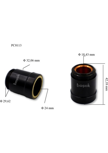 PC0113 A101 Plazma Kesim Nozulu L:42,3 mm Trafimet 1 adet fiyatıdır