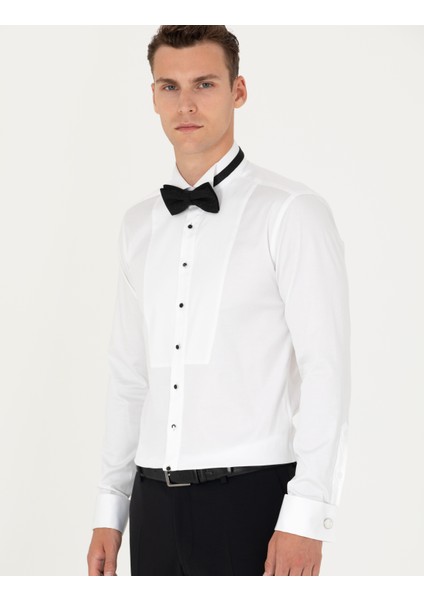 Erkek Beyaz Ex. Slim Fit Smokin Gömlek 50268199-VR013