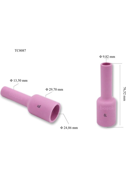 TC0087 No:6 Uzun Gaz Lensi Argon Fincanı 54N16L Tig 17-18-26 Trafimet 1 adet fiyatıdır