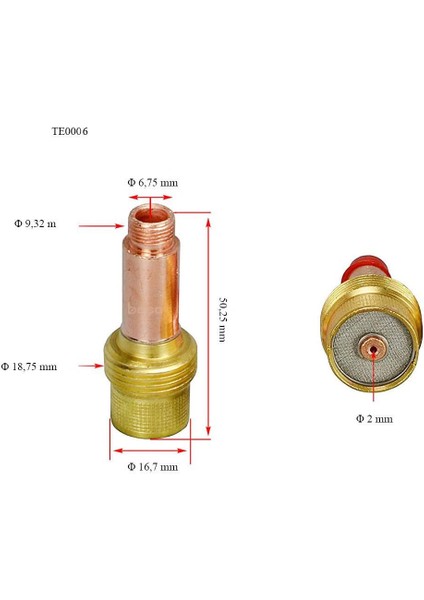 TE0006/20 2,0 mm Gaz Lens Collet Body-Pens Tutucu Trafimet 1 adet fiyatıdır