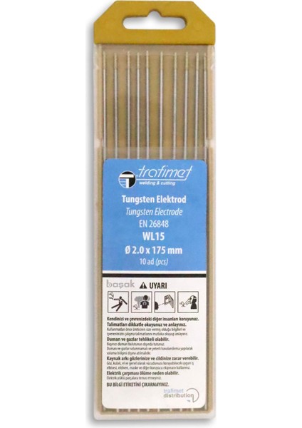 2,0 mm Wl-15 Sarı Tungsten Elektrot 175 mm Trafimet