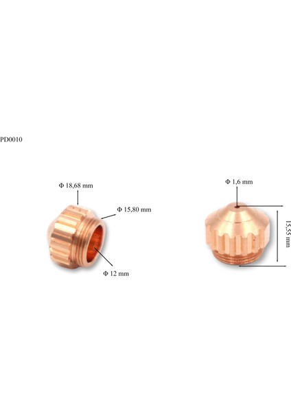 PD0010/16 Saf CP40 1,6 mm Plazma Memesi Trafimet 1 adet fiyatıdır