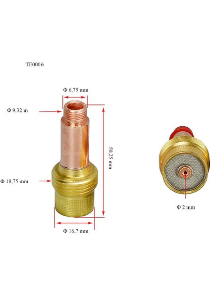 TE0006/24 2,4 mm Gaz Lens Collet Body-Pens Tutucu 45V26 Trafimet 1 adet fiyatıdır