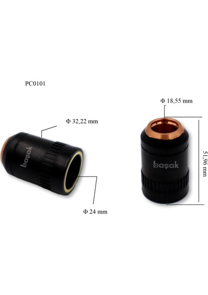 PC0101 A141 Plazma Kesim Nozulu L:52,1 mm Trafimet 1 adet fiyatıdır