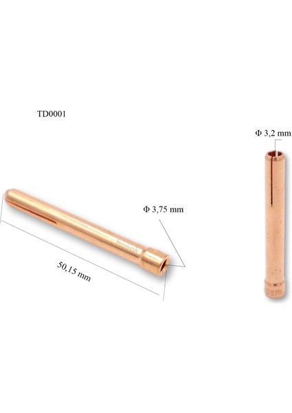 TD0001/32 3,2 mm Collet-Pens Tig 17-18-26 10N25 Trafimet 1 adet fiyatıdır