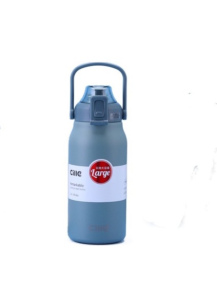 Büyük Kapasiteli Paslanmaz Çelik Açık Spor Seyahat Sürahisi Pipetli Taşınabilir Su Bardağı (Yurt Dışından)
