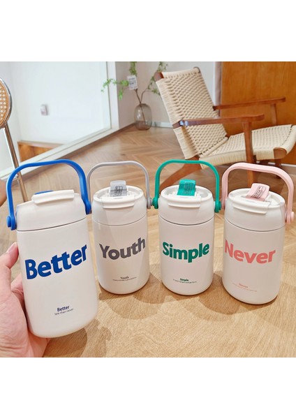 Basit Yalıtımlı Paslanmaz Çelik Pipetli Bardak 500ML (Yurt Dışından)