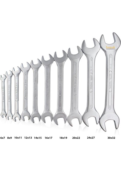 6 - 26 mm 10 Parça Uzun Açık Ağız Anahtar Takımı B09-B10 fiyatları