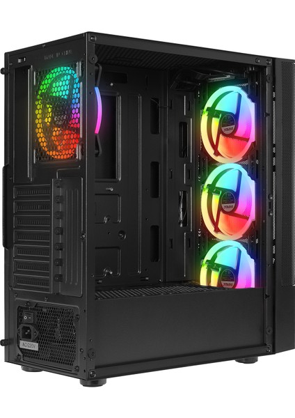 Dusk Peak 600W Temperli Camlı 4*12CM Rgb Fan Atx Mid-T Gaming Oyuncu Kasası