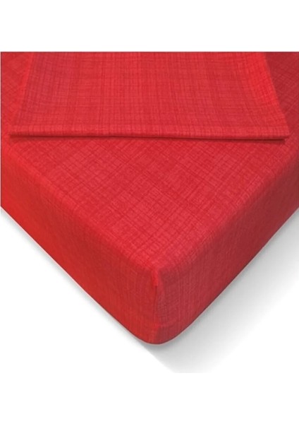 Fitted Lastikli Tek Kişilik Çarşaf Seti (100 x 200 cm)-Kırmızı