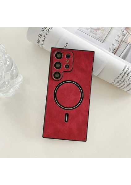 Samsung Galaxy S23 Plus Retro Manyetik Emme Pu Cep Telefonu Kılıfı (Yurt Dışından)