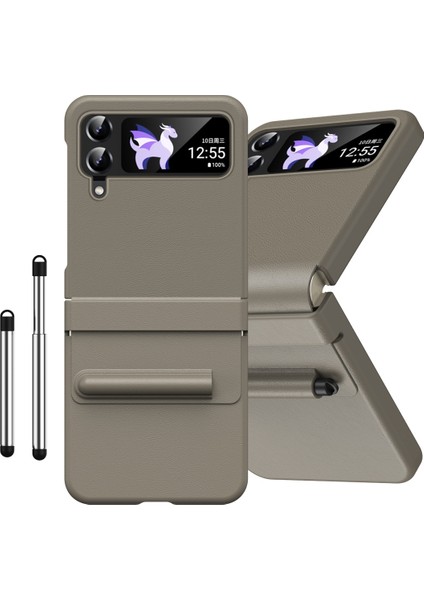 Samsung Galaxy Z Flip 5 Kalem Tepsisi Deri Menteşe Cep Telefonu Kılıfı (Yurt Dışından)