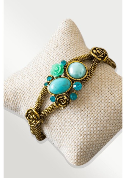 Sertifikalı Tilki Kuyruğu Model Firuze - Inci Taşı Bileklik - Ayarlamalı