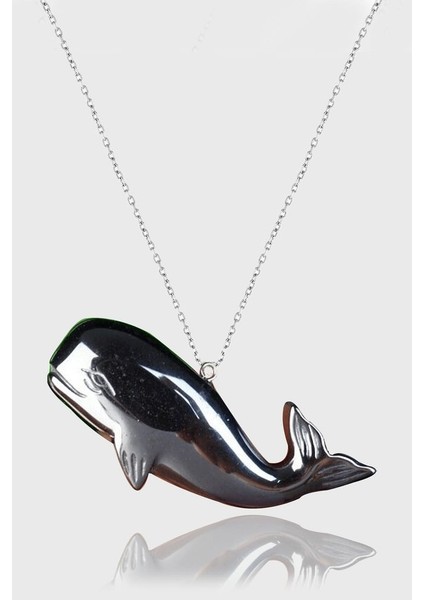 Sertifikalı Aaa+ Yunus Model Doğal Taş Hematit Taşı Kolye