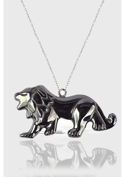 Sertifikalı Aaa+ Aslan Model Doğal Taş Hematit Taşı Kolye