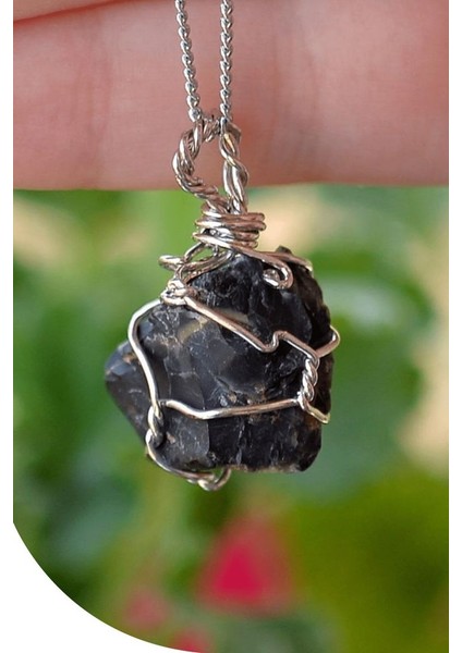 Sertifikalı Tel Sargılı Ham Işlenmemiş Oniks Taşı Kolye