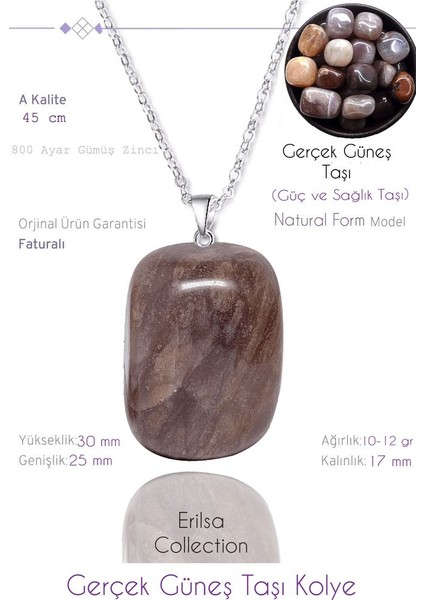 Sertifikalı Tımbıl Model Gerçek Güneş Taşı Kolye