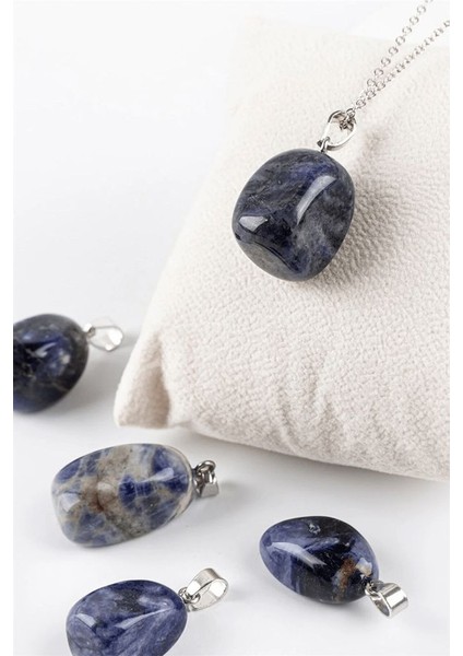 Sertifikalı Tımbıl Model Gerçek Sodalit Taşı Kolye