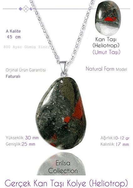Sertifikalı Tımbıl Model Gerçek Kan Taşı Kolye