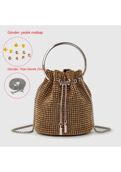 Qian Yu Kova Taşlı Çanta Moda Akşam Omuz Crossbody Çanta (Yurt Dışından)