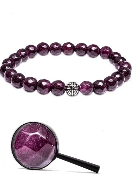 Sertifikalı Gümüş Aparatlı Fasetli Doğal Lal Granat Garnet Taşı Bileklik fiyatları