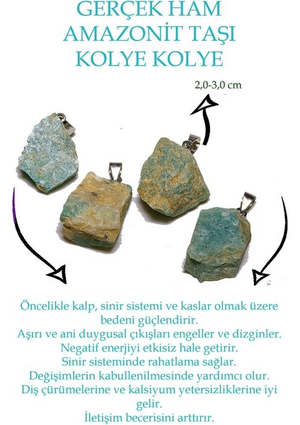 Sertifikalı Ham Işlenmemiş Amazonit Taşı Kolye fiyatları