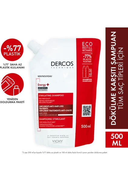 Dercos Energy+ Şampuan - 500 ml Yeniden Dolum Paketi