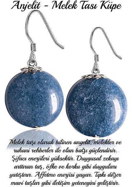 Sertifikalı Anjelit - Angelite Melek Taşı Küpe