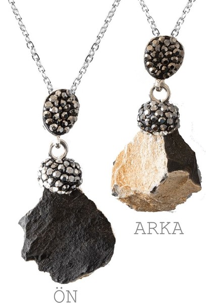Sertifikalı Zirkon Taşlı Model Onyx - Oniks Taşı Kolye (Ham Işlenmemiş)
