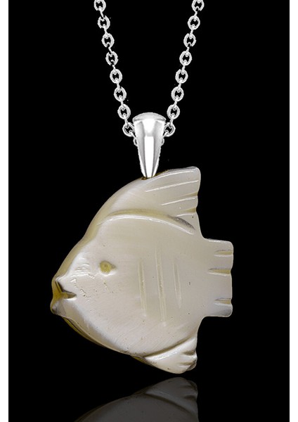 Sertifikalı Hakiki Balık Kesim Sedef Taşı Kolye