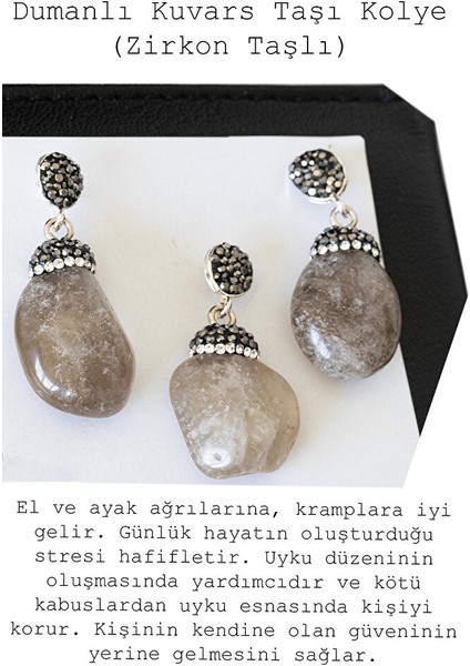 Sertifikalı Zirkon Taşlı Model Ham Dumanlı Kuvars Taşı Kolye fiyatları