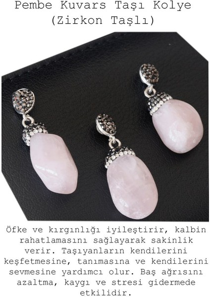 Sertifikalı Zirkon Taşlı Model Pembe Kuvars Taşı Kolye fiyatları