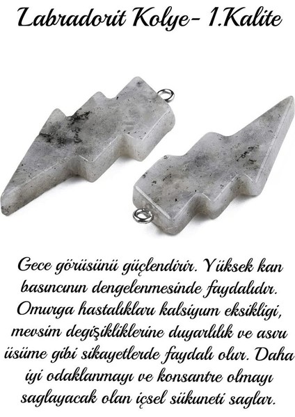 Sertifikalı Şimşek Model Yansımalı Labradorit Taşı Kolye - Aaa+ Kalite