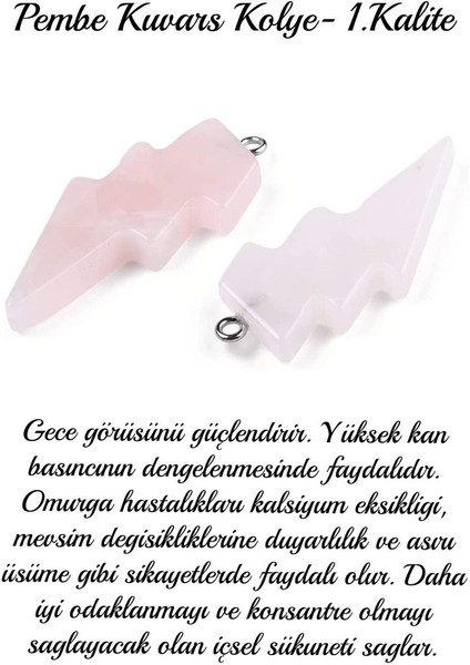 Sertifikalı Şimşek Model Pembe Kuvars Taşı Kolye - Aaa+ Kalite fiyatları