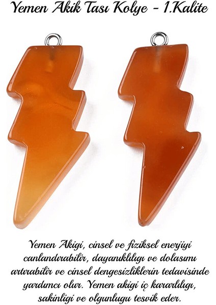 Sertifikalı Şimşek Model Yemen Akik Taşı Kolye - Aaa+ Kalite fırsatları