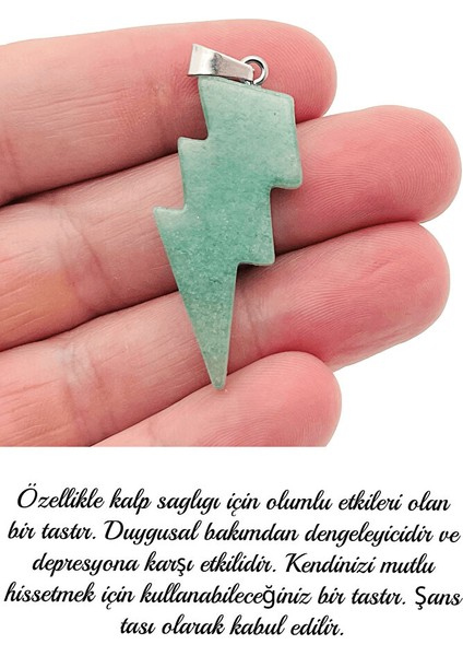 Sertifikalı Şimşek Model Aventurin Taşı Kolye - Aaa+ Kalite fiyatları