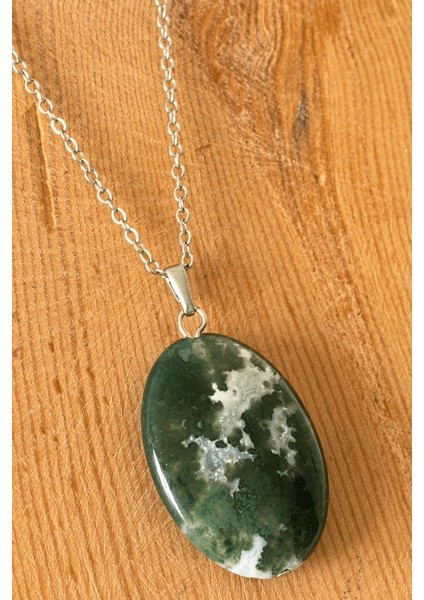 Sertifikalı Oval Model Xl Hint Akik Taşı Kolye (Hindistan)