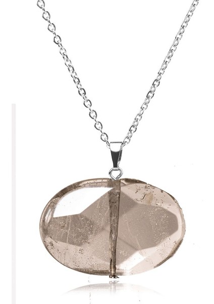 Sertifikalı Elmas Kesim Aaa+ Dumanlı Kuvars Taşı Kolye