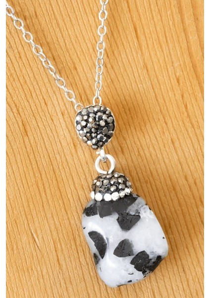 Sertifikalı Zirkon Taşlı Turmalinli Rutil Kuvars Taşı Kolye (BREZİLYA)