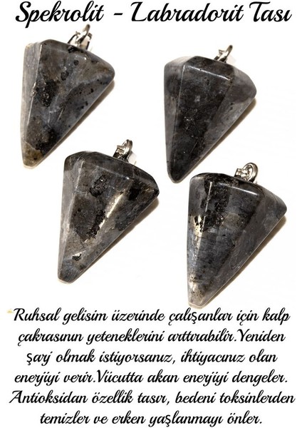 Sertifikalı Pandül Model Labradorit (Spekrolit) Taşı Kolye