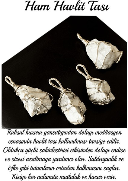Sertifikalı Ham Işlenmemiş Tel Sargılı Havlit Taşı Kolye