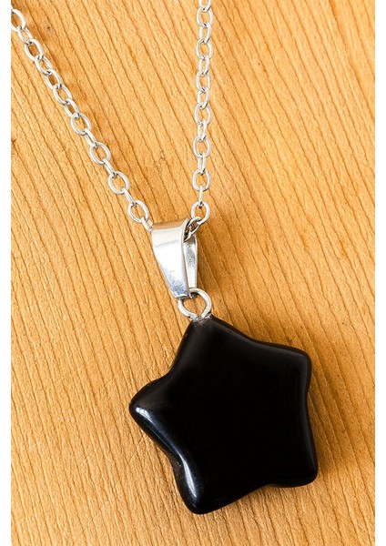 Sertifikalı Yıldız Model Oniks (Onyx) Taşı Kolye